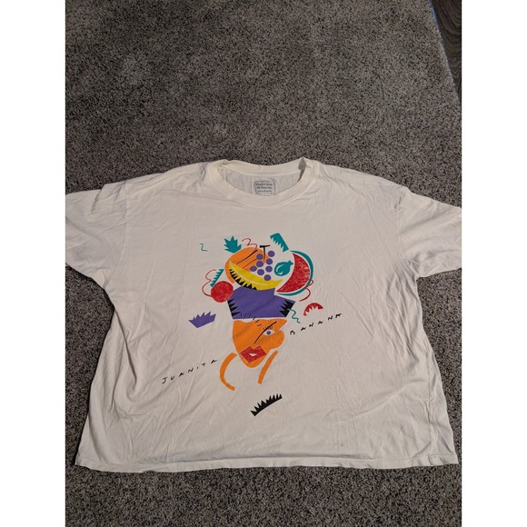 United Colors Of Benetton Tops - Vintage White United Colors of Benetton Graphic T Shirt Juanita Banana Art Italy